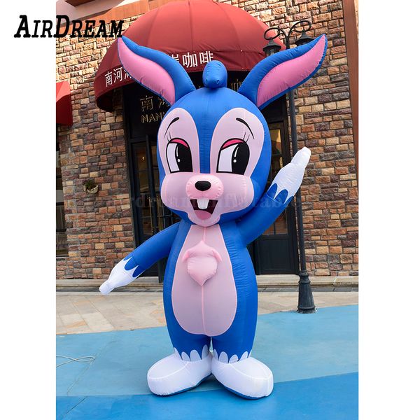 wholesale Modèle animal publicitaire de dessin animé de lapin gonflable mignon bleu personnalisé pour la décoration de Pâques 001