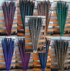 Venta al por mayor, colores personalizados, plumas de cola de faisán, joyería artesanal, sombrero, máscara, extensión de cabello de plumas, 100 Uds., 20-22 pulgadas/50-55cm, 70 Uds.