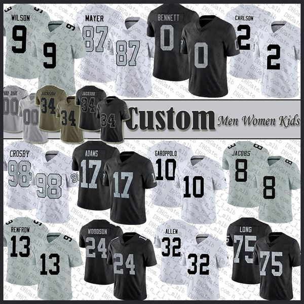 Mayorista Custom DAVANTE Adams Maxx Crosby Football Jersey Josh Jacobs Hunter Renfrow Jimmy Garoppolo Jakorian Bennett Daniel Carlson Marcus Epps Allen Bo Jackson