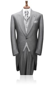 Groothandel - Custom Design Piek Mate Revers Charcoal Tailcoat Heren Partij GroomsMen Pakken in Bruiloft Smokkelen (Jas + Broek + Tie + Vest) Nee; 294