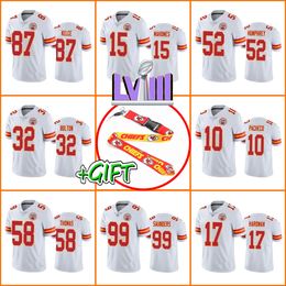 Venta al por mayor Camisetas de fútbol personalizadas Kansas''City''Chiefs''Men 87 Travis Kelce 10 Isaih Pacheco 15 Patrick Mahomes Mujeres Jóvenes White Vapor Limited Jersey