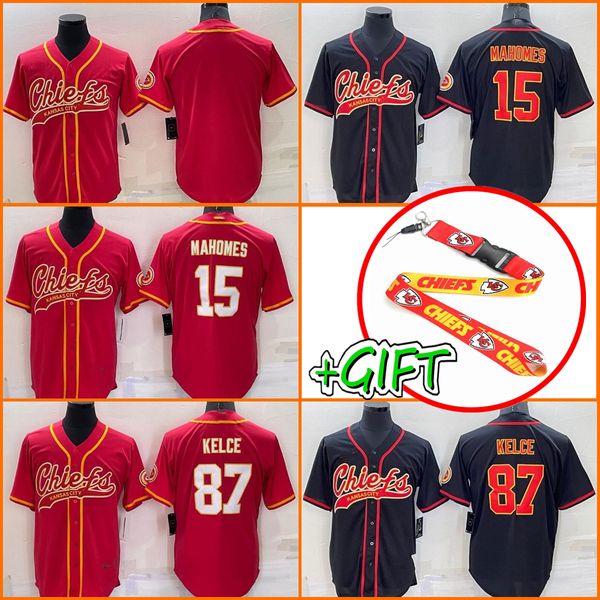 Maillots de football personnalisés en gros Kansas''City''Chiefs''Hommes Femmes Jeunes 15 Patrick Mahomes 87 Travis Kelce Baseball Untouchable Limited Jersey