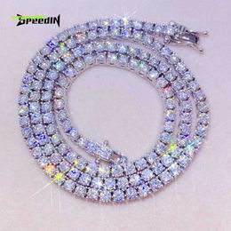 Pasó la prueba GRA collar de alta calidad 3MM 4MM 5MM hombres mujeres cristal de hielo Zirconia cúbica Vvs collar de diamantes Cadena de tenis