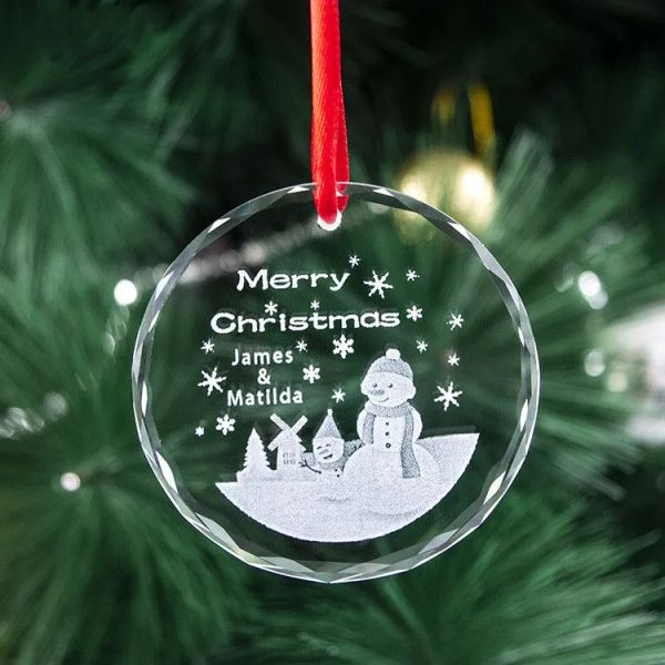 Gros personnalisé Laser 3D Logo motif blanc décoration de Noël pendentif festif cristal suspendu ornement événement fête fournitures 12 LL