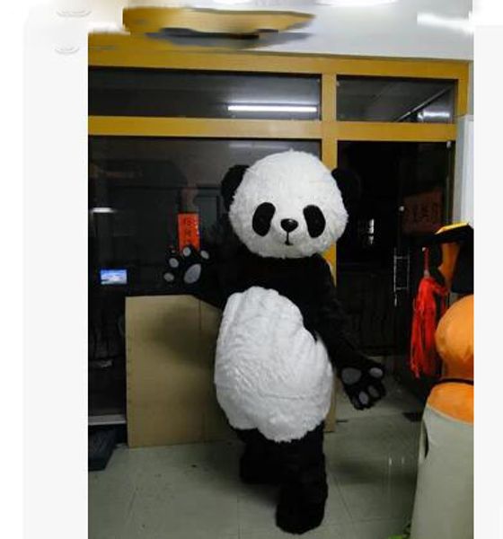 Venta al por mayor-Personalizado Precioso disfraz de la mascota de Panda de peluche Disfraces de festival de tamaño adulto Traje de disfraces Traje de fiesta Traje de carnaval