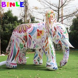 wholesale custom made LED inflatable elephant airblowing style outdoor decoration colorful giant large animal balloon for advertising