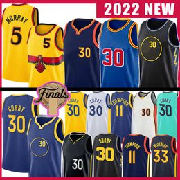 Maillot de basket-ball Stephen Curry pour hommes en gros personnalisé Dejounte Murray 30 Klay Thompson James Wiseman 75e anniversaire NCAA MVP Maillots 11 33 5