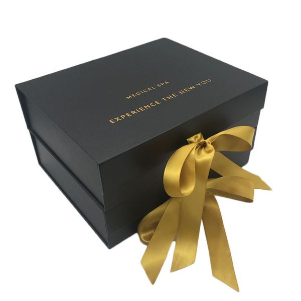 Boîte d'emballage en papier personnalisé en gros carton papier rigide boîte-cadeau magnétique de luxe boîte-cadeau de luxe avec noeud de ruban