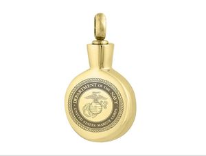 Groothandel Custom Persoonlijkheid Graveren Rvs Ronde Verenigde Staten Marine Shape Keepsake Urn Ketting Memorial Sieraden Ashes Hanger