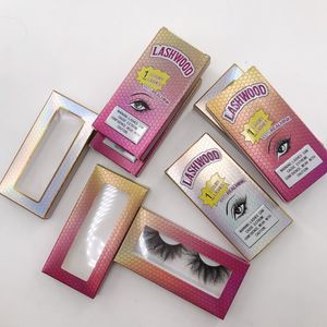 Paquet de lashwood de marque privée en gros personnalisé nouveau stylw glitter vison cils extension fale cils boîte