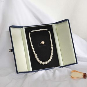 Caja de lujo de la perla del regalo del paquete del collar de la joyería del cuero de encargo al por mayor