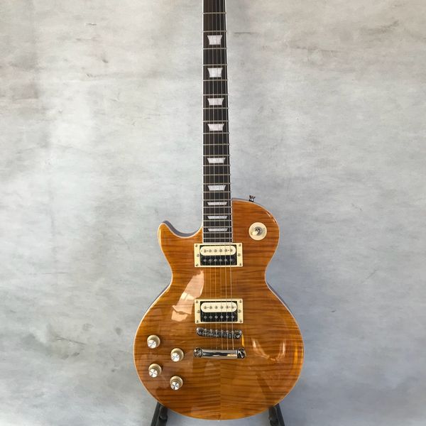 Vente en gros Custom shop 58 couleur fumée Tiger Flame guitare électrique gaucher Standard LP guitare gaucher CHAUDE !