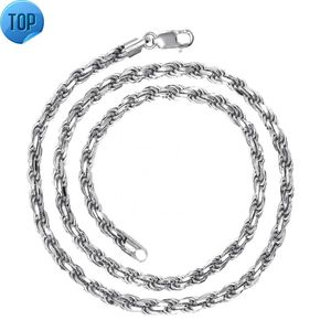 Chaîne de corde solide personnalisée en gros 5,5 mm Rhodium 18K Gold Placing Collier Bracelet 925 Collier en argent pour hommes femmes