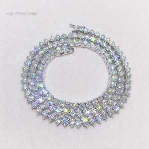 Bijoux en vente en gros de bijoux plaqué or blanc personnalisé 3 mm Femmes Iced Out Full Moisanite Diamond Chain Tennis Collier