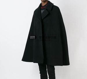 Groothandel- Timpel Stijl Nieuwe mode mannen Kaap Coat Losse lange wollen overjas wollen doek dikke jas herfst winterkleding