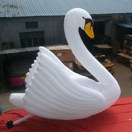 En gros personnalisé 4m publicité blanche géante gonflable modèle d'oie de cygne pour la décoration du parc de vacances