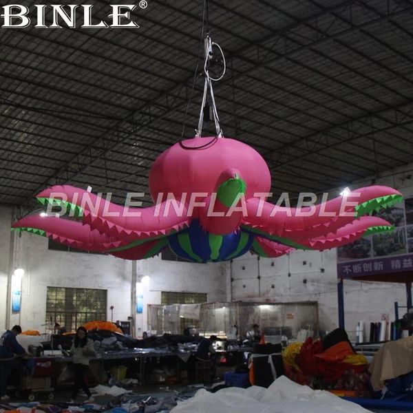 wholesale Customized5mD (16.5ft) Avec ventilateur LED éclairage fleur gonflable géant suspendu fleur ballon à air décoration sport pour la publicité