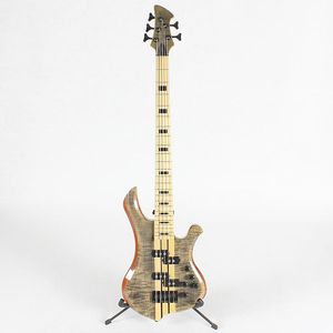 Guitare basse électrique neuve à 5 cordes personnalisée en gros, manche de haute qualité à travers le corps, dessus en érable flammé, nouveau