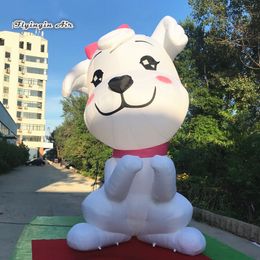 groothandel op maat gemaakte opblaasbare cartoon dierlijke mascotte verlichting hond sculptuur opblazen puppy model ballon met led-verlichting voor feestavond