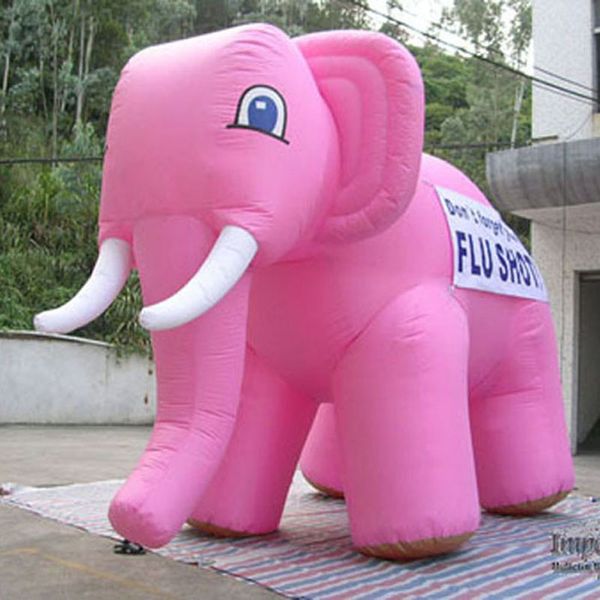 Venta al por mayor, forma personalizada, elefante inflable grande/mascota animal del zoológico de elefante rosa gigante de 3 m y 10 pies para decoración de eventos