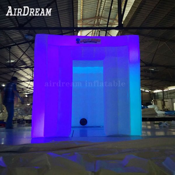 Taille personnalisée en gros 2,25 / 2,5 m de la tente de bœuf photoooth gonflable avec un mur de boîtier lumineux LED variable coloré à vendre 001