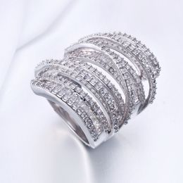 Groothandel - Cut Luxe Sieraden 925 Sterling Siver 925 Sterling Zilver Wit Sapphire Gesimuleerde Diamond Edelstenen Bruiloft Dames Ring SZ5-11