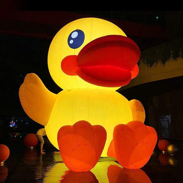 Modèle de canard gonflable géant en caoutchouc, mignon, 6mH, 20 pieds de hauteur, canards jaunes gonflables de 4m de haut, pour jouets de décoration, vente en gros