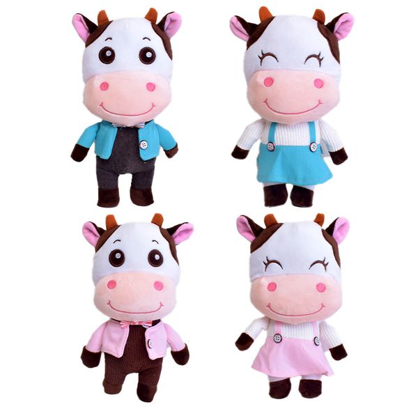 Jouet en peluche de vache pour Couple, bleu, rose, mignon, compagnon de jeu pour enfants, cadeau de vacances, décoration de salle, vente en gros