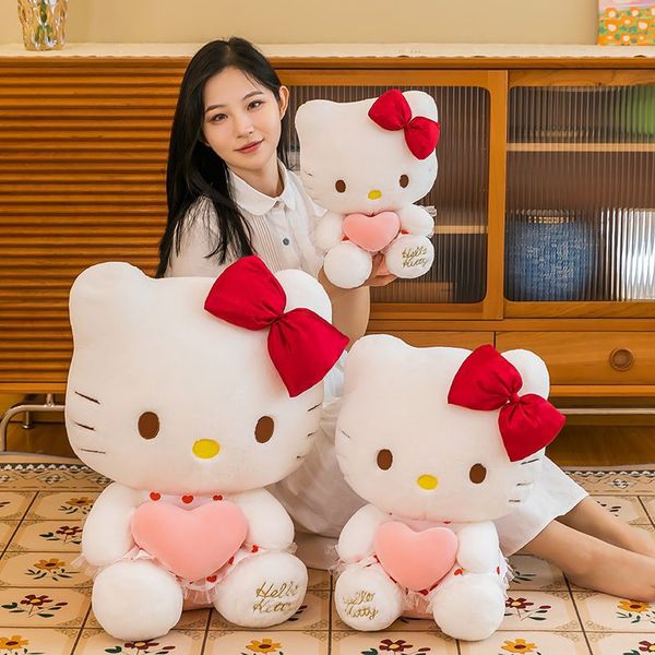 Gros mignon chat amour fleur jupe assis arc jouets en peluche canapé coussins anniversaire cadeaux chambre décor