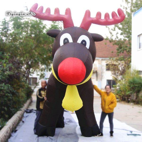 wholesale Modèle de renne de Noël gonflable mignon 3 m / 4 m personnage de dessin animé exploser sculpture d'élan d'hiver pour la décoration de Noël