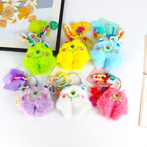 Groothandel schattig Little Monster Mobile Telefoonketen Hanger Creative Big Eyed Monster Plush Keychain Couple Backpack Pendant Gift