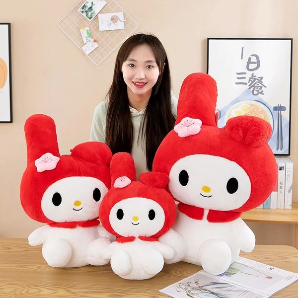 Gros mignon chapeau rouge lapin jouets en peluche jeux pour enfants camarades de jeu cadeaux de vacances décoration de chambre griffe machine prix enfant anniversaire cadeaux de noël