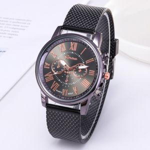 Groothandel CWP SHSHD -merk Geneva Mens Watch Contracted Double Layer Quartz Horloges Plastic Mesh Belt Polshipes 203F