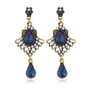 Boucles d'oreilles en gros pour les femmes rouge bleu pierres précieuses lustre boucle d'oreille vente chaude bohème style de vacances cristal rubis bijoux cadeaux d'anniversaire