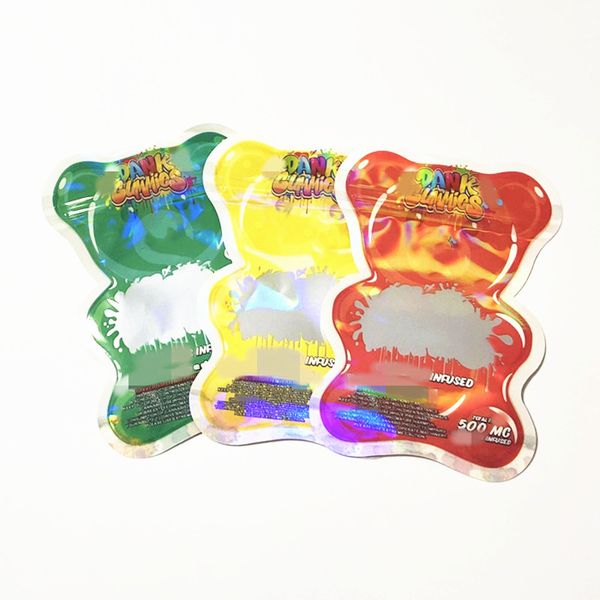 bolsas de embalaje al por mayor de gomitas húmedas 500 mg de osos guminos agrios paquete de almacenamiento de forma especial embalaje de bolso de plástico vacío bolsos