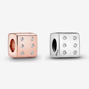 Groothandel oogverblindende dobbelstenen bedel Pandoras 925 sterling zilveren luxe bedelarmband maken van roségouden kralenbedels Designer kettinghanger Originele doos TOP kwaliteit