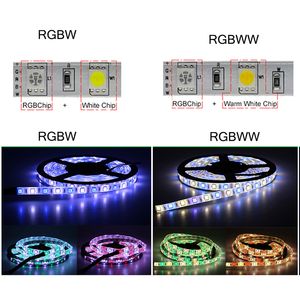 Venta al por mayor DC12V tira de LED 5050 RGBW/RGBWW 5M 300LEDs luz Flexible al aire libre impermeable 5050 tiras de LED cambiables de Color