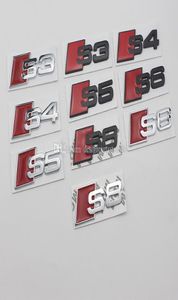 Venta al por mayor Etiqueta engomada de la etiqueta Auto Metal 3D Emblemas del coche Insignias cromadas pegatinas para el parachoques Negro Plata S3 S4 S5 S6 S7 S8 para Car-styling9974014