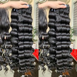 Lot de 3 extensions de cheveux naturels vietnamiens, Deep Wave, bruts, non traités, vente en gros, extensions de cheveux crus