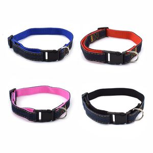 Vente en gros Denim Collier de chien Laisse de chien Corde de traction pour chien Cravate pour chien de compagnie Anneau unique Collier de chat réglable Teddy Corgi Petit moyen et grand chien Fournitures pour animaux de compagnie Conduits de chaîne