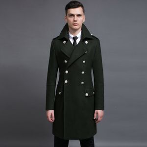 Wholesale- Design Mens Jassen en Jassen S-6XL Oversized Tall en Grote Mannen Groene Wollen Jas Duitsland Leger Navy Pea Jas Gratis Verzending