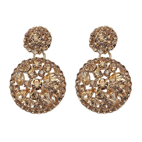 Wholesale-designer Géométrie exagérée mignon jolie ronde ronde circulaire en cristal pendentif strass style boucles d'oreilles pour femmes filles