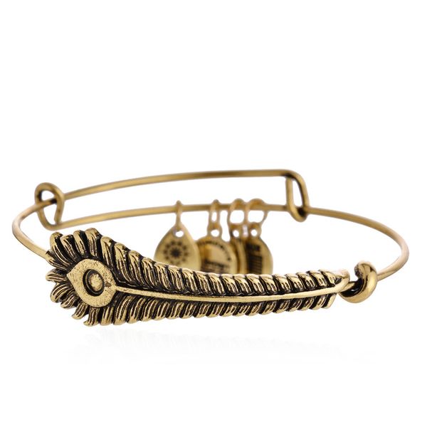 Gros-créateur de mode populaire vintage plume d'argent drapeau américain charme bracelet réglable bracelet pour femme filles