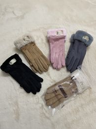Guantes de diseñador al por mayor para hombres y mujeres, guantes cálidos para dedos con equitación impermeable y fitness térmico de terciopelo