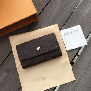 Venta al por mayor, bolsos con soporte para billetera con llave de diseñador para hombres y mujeres con caja de flores, letras, cuadrícula, damas, envío gratis