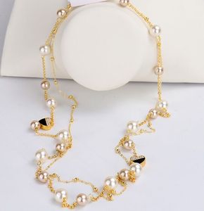 Gros- designer de luxe classique mignon diamant coeur élégant perle multi couche long pull collier de déclaration pour femme