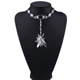 Gros-designer luxe coloré scintillant cristal zircon exagéré fleur pendentif chandail tour de cou déclaration collier pour femme