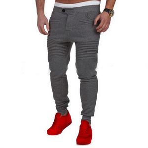 Gros-designer Mens Harem Pantalons de survêtement Élastique Cuff Drop Crotch Biker Joggers Pantalon pour Hommes Noir Gris Gris Foncé Blanc 22