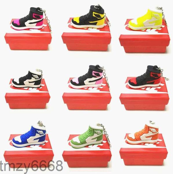 Designer en gros Mini Silicone Sneaker Porte-clés avec boîte pour hommes femmes enfants porte-clés chaussures cadeaux porte-clés sac à main chaîne porte-chaussures de basket-ball FLM1