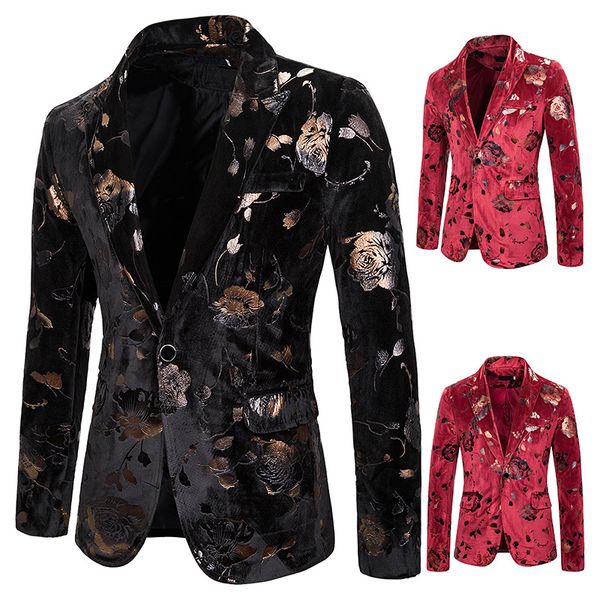 Gros Designer Slim Fit Blazer Printemps Automne Hiver Hommes Floral Blazers Robe De Bal Élégant De Mariage et Veste De Costume